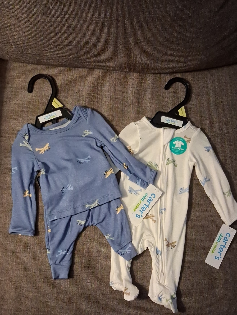 Carter's COM Bundle Preemie Airplanes Sleeper & Pajama Set Baby SIZE PREEMIE